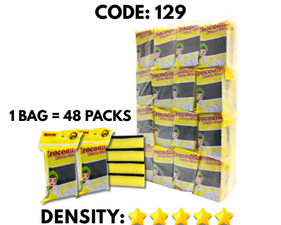 [1 BAG X 48 PACKS] CROCODILE 1'S PREMIUM SCOURING SPONGE (129)