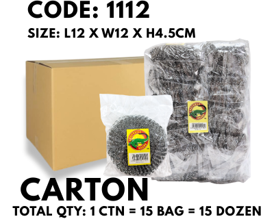 [1 CTN X 15 BAG] 1'S ROUND IRON SCOURER BALL (1112)