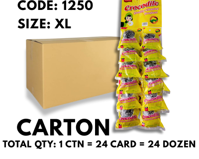 [1 CTN X  24 CARDS] CROCODILE 12'S STAINLESS STEEL SCOURER WITH CARD (1250)