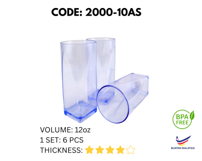 6PCS 12OZ TRANSAPARENT PLASTIC CUP (2000-10AS)