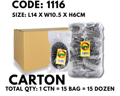 [1 CTN X 15 BAG] 1'S BIG OVAL IRON SCOURER BALL (1116)