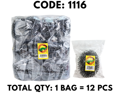 [1 BAG X 12 PCS] 1'S BIG OVAL IRON SCOURER BALL (1116)
