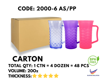 [1 CTN X 4 DOZEN] 20OZ PLASTIC CUP WITH HANDLE (2000-6AS/PP)
