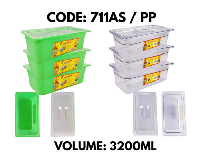 MULTIPURPOSE THIRD SIZE PLASTIC FOOD CONTAINER WITH COVER (711 AS/PP)