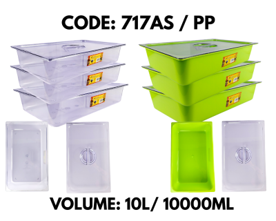 MULTIPURPOSE FULL SIZE PLASTIC FOOD CONTAINER WITH COVER (717 AS/PP)